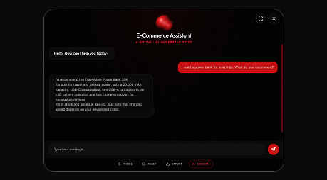 AI answering product questions in a chat window