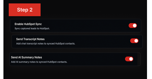 PluginChatBot settings for enabling HubSpot lead synchronisation