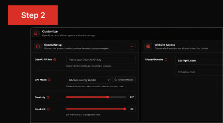 PluginChatBot settings showing lead capture on chat opening or after the first message