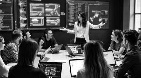 Agency team discussing client project requirements