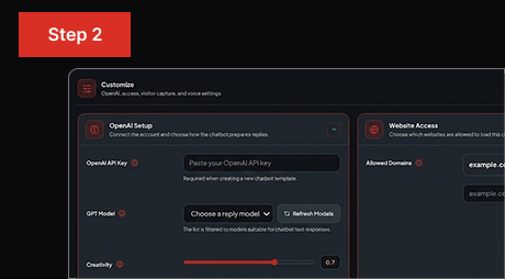 PluginChatBot settings showing AI model, persona, business knowledge and Shopify store domain